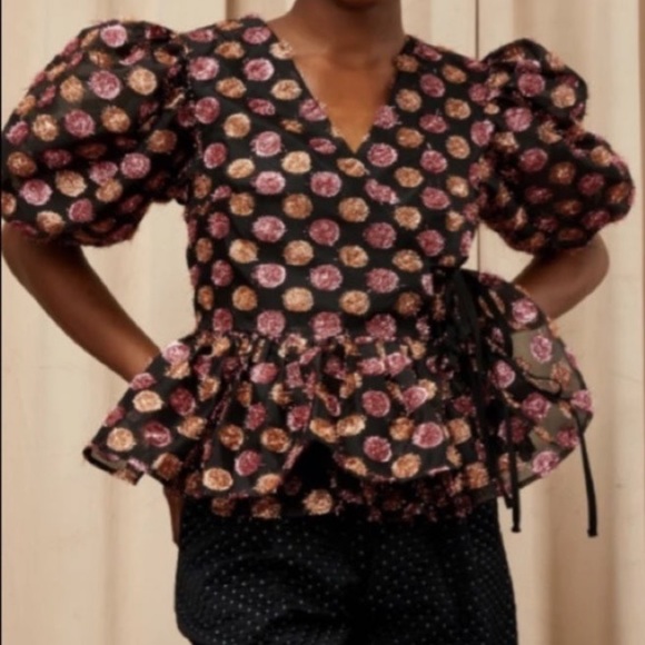 Dream Sister Jane metallic polka dot wrap top - Picture 1 of 15